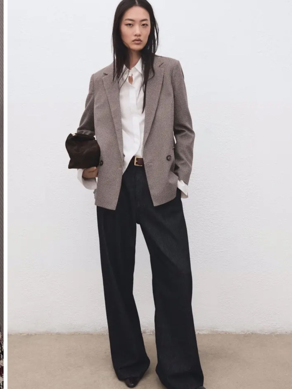 Mango Brown Houndstooth Tailored Blazer - Picture 3 of 14